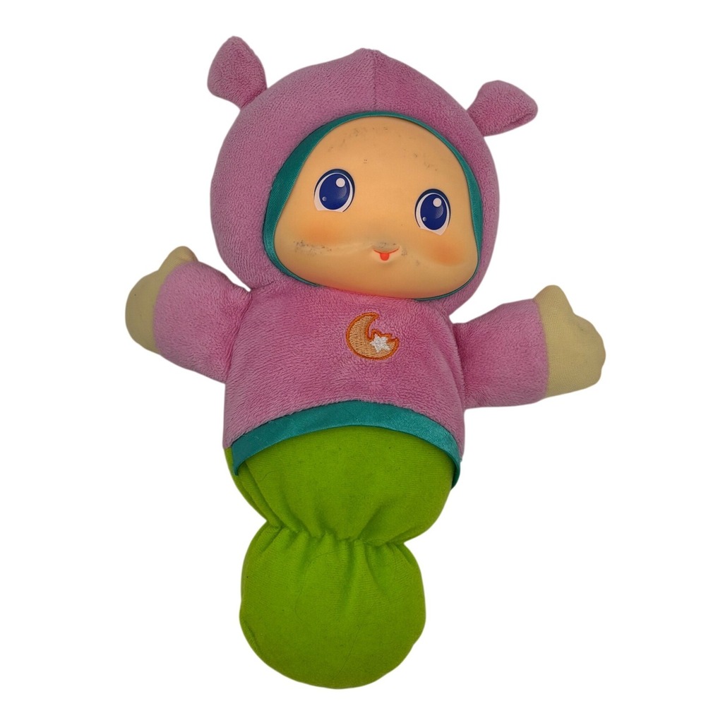 Playskool Lullaby Gloworm Pink Green Musical Light Up Plush Toy 2009 Hasbro